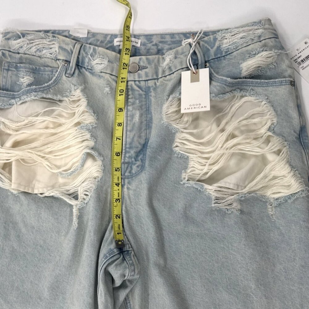Good American Womens Acid Washed Jeans Size 15 Distressed Relaxed Soft 38x33 NEW - Picture 10 of 13